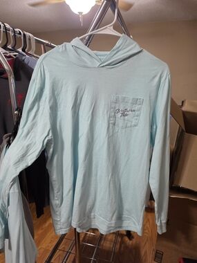 Southern Tide Light Aqua Hooded Long-Sleeve Pocket Tee